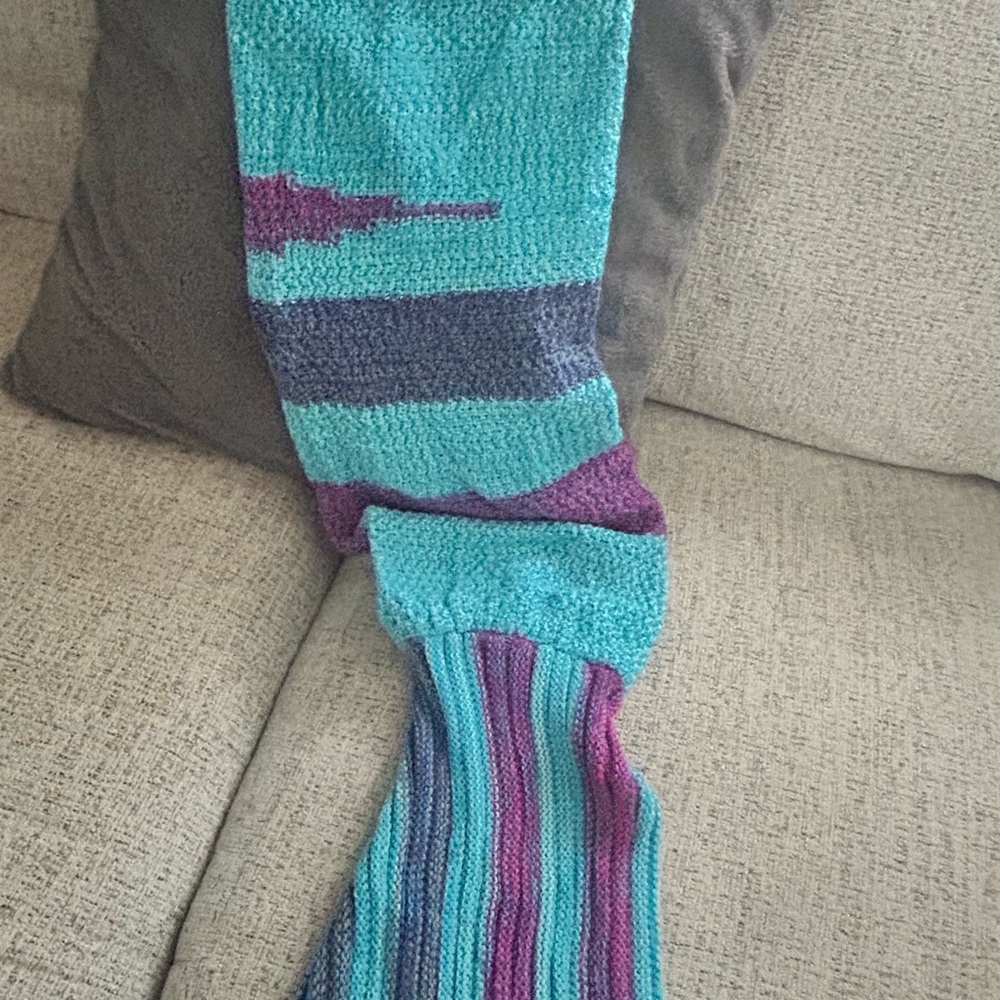 Kids Crocheted Mermaid Tail Blanket: Handmade, Soft, Colorful Scales